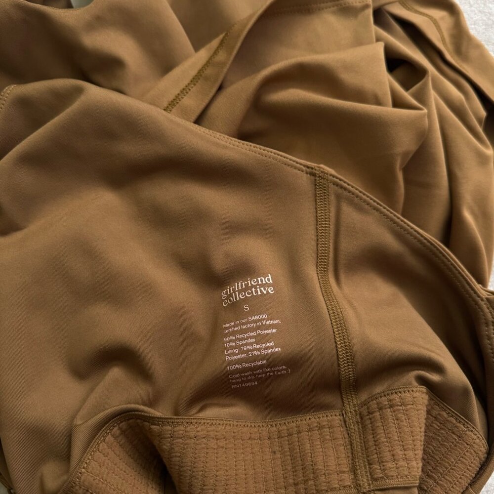 Girlfriend Collective Naomi dress size small workout activewear sport mustard ye - Picture 7 of 11